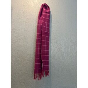 Tie‎ Rack Magenta Pink Windowpane 100% Lambswool Scarf Made in Scotland NWT